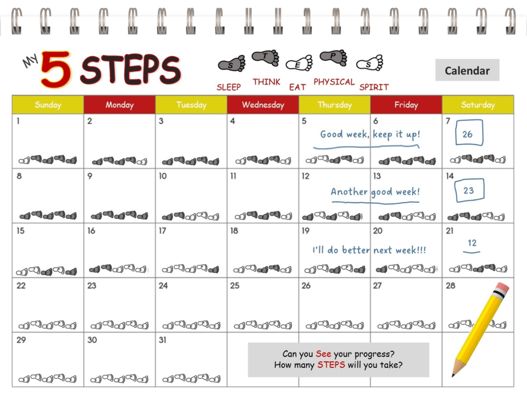 My 5 STEPS a Day calendar